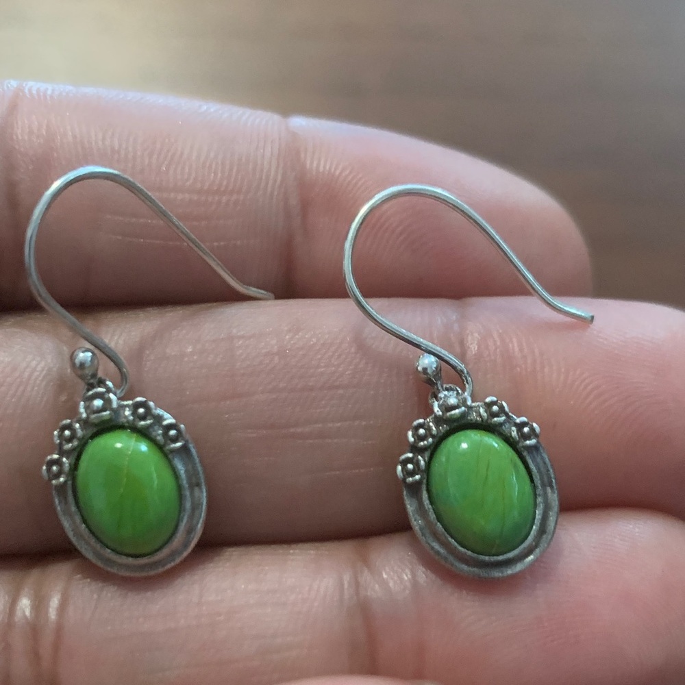 Vintage Sterling Silver Gaspeite Earrings
